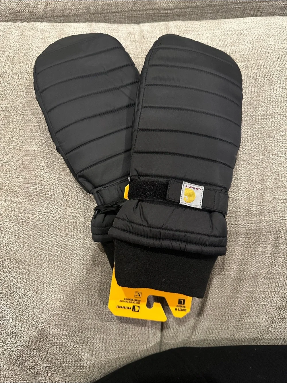 Carhartt Black Quilted Insulated Mittens Size Large